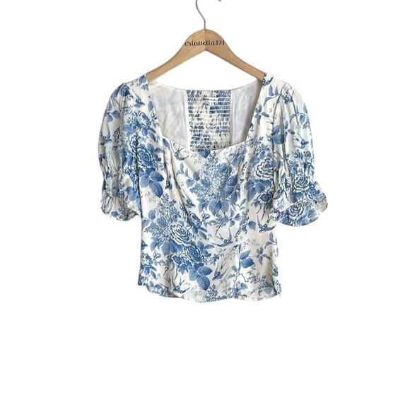 Reformation Constance Floral Print Puff Sleeve Top - Picture 2 of 16